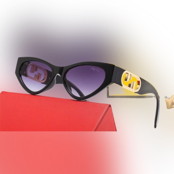Black Sunglasses with Gold Accents